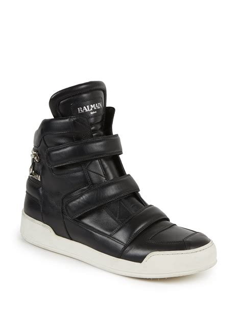 men's leather high top trainers.